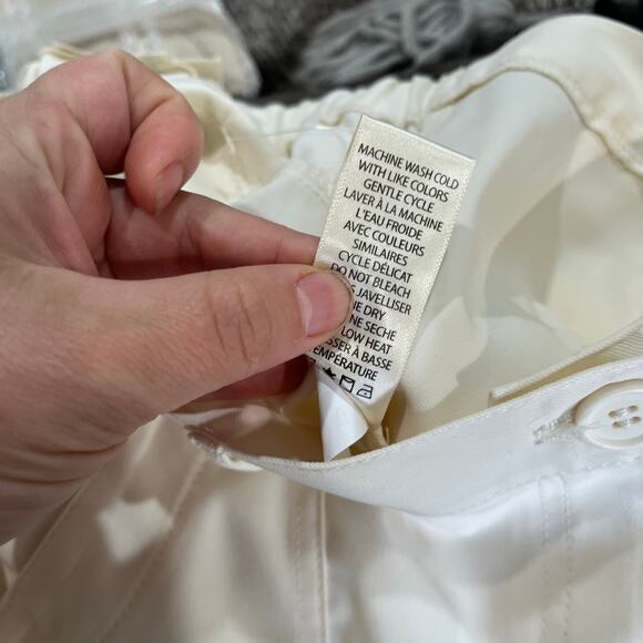 Max Studio London Wide Leg Pants L Ivory NWT Cropped High Rise Elastic Back - Picture 9 of 11